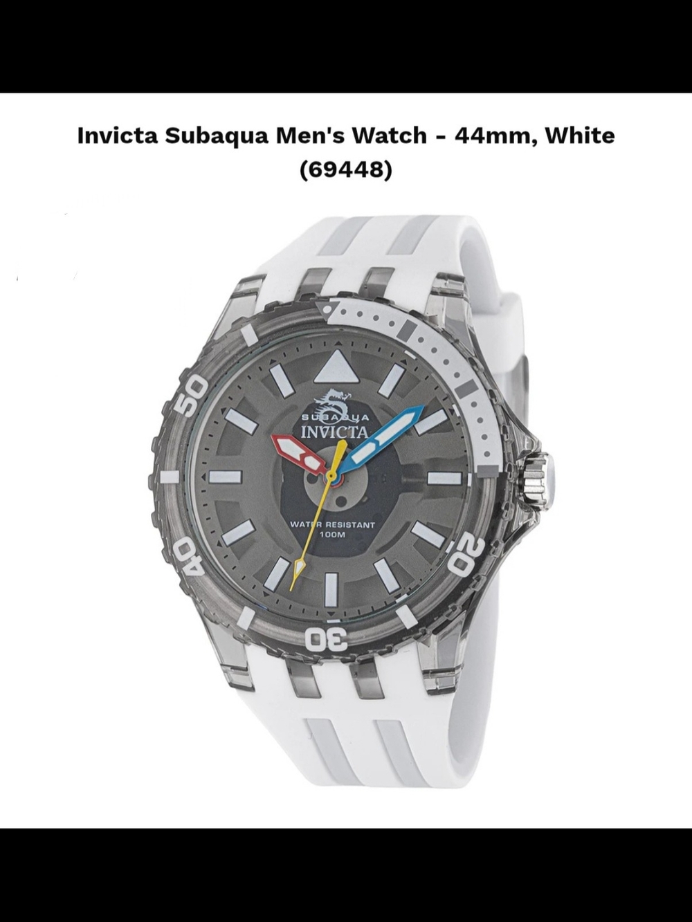 Invicta Men's White and Gray Subaqua Swim Watch with Colorful Hands